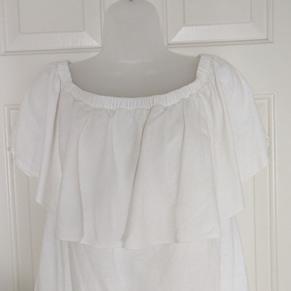 Linen Blend Embroidered Eyelet Floral Dress White M - Picture 4 of 14